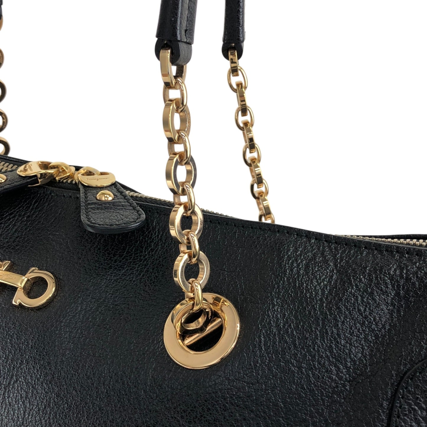 Salvatore Ferragamo Gancini Handbag Black Vintage vbxnke