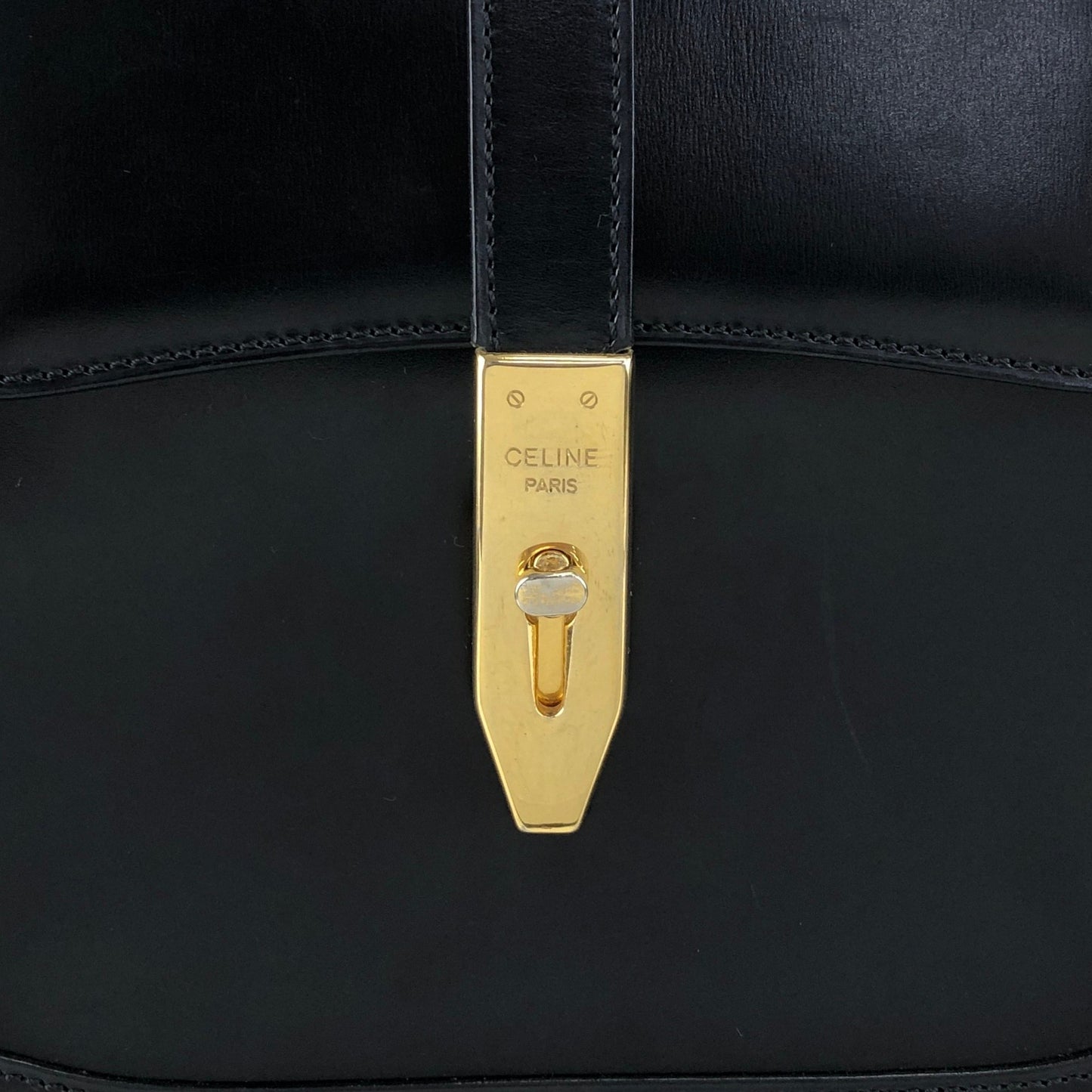 CELINE Turn Lock Small Shoulder bag Black Vintage gn73rb