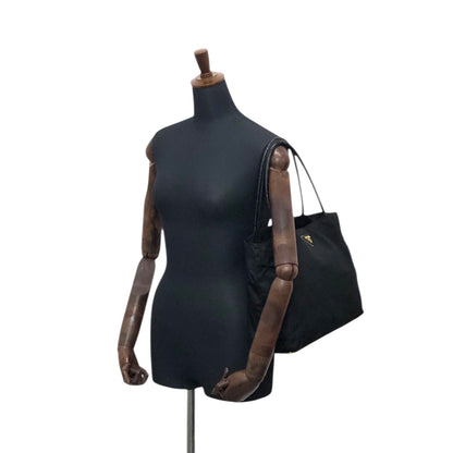 PRADA Tessuto Triangle Logo Handbag Totebag Black Vintage bikz2y