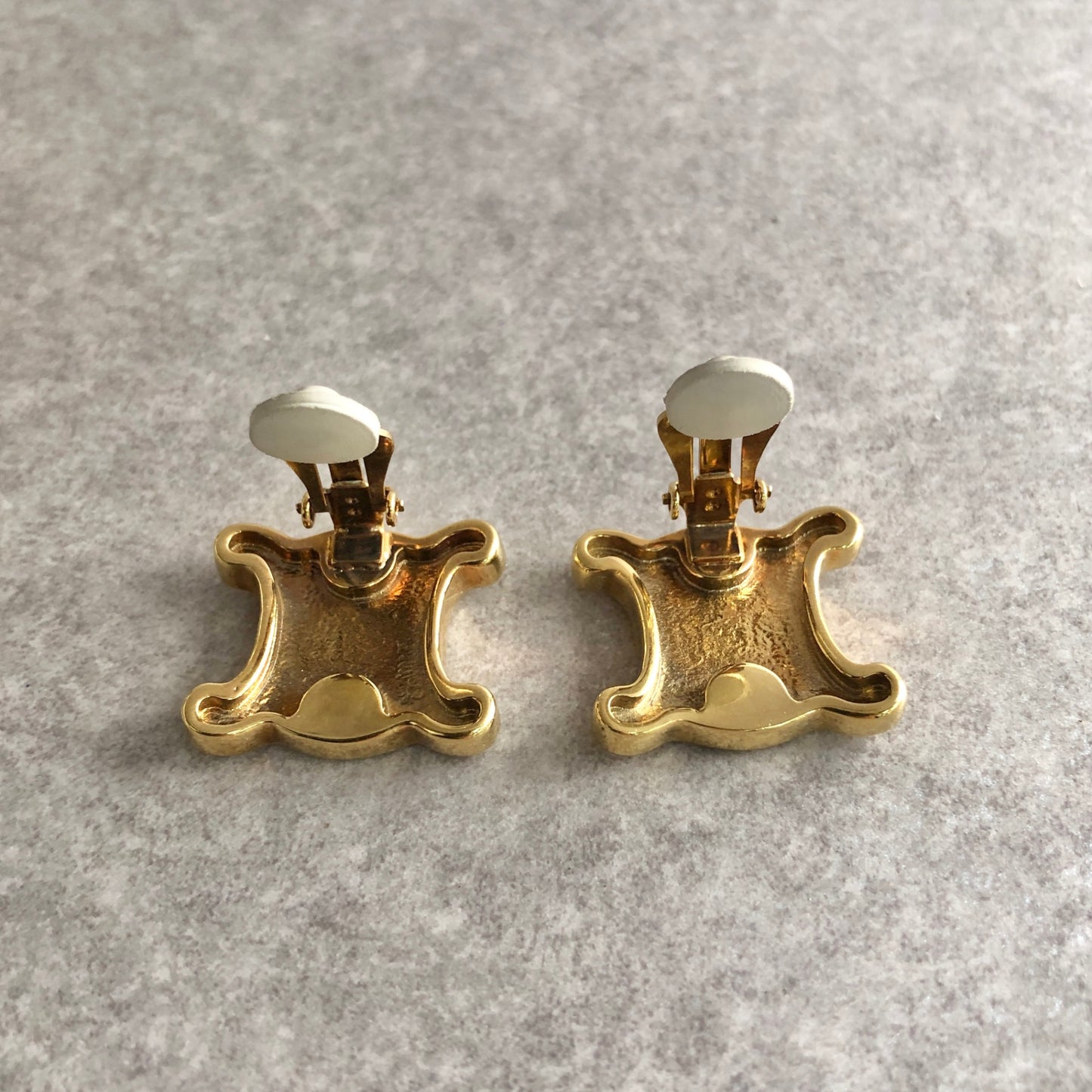 CELINE Triomphe Earrings Gold Vintage h2v8e3
