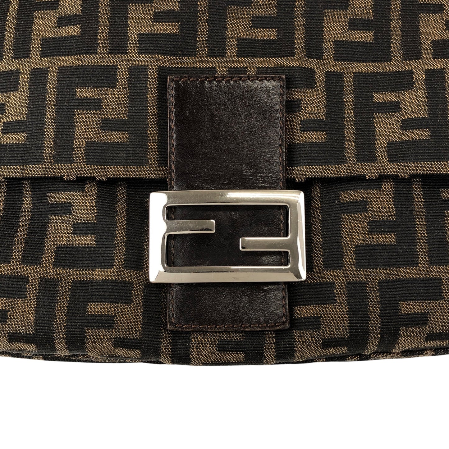 FENDI Zucca Logo Shoulder bag Brown Vintage df4sym