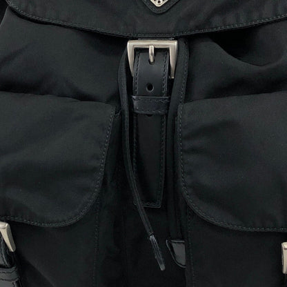 PRADA Triangle Logo Double Pocket Backpack Black Vintage 2rhri2