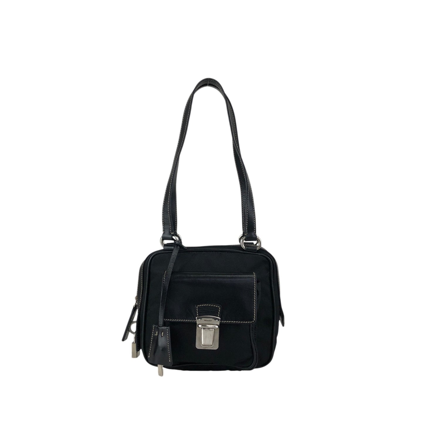 PRADA Triangle Logo Handbag Shoulder bag Black Vintage ntuyze