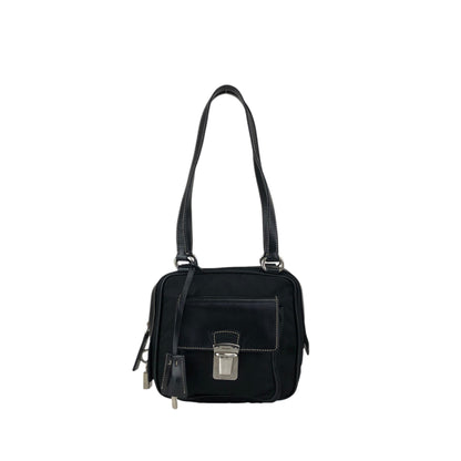 PRADA Triangle Logo Handbag Shoulder bag Black Vintage ntuyze