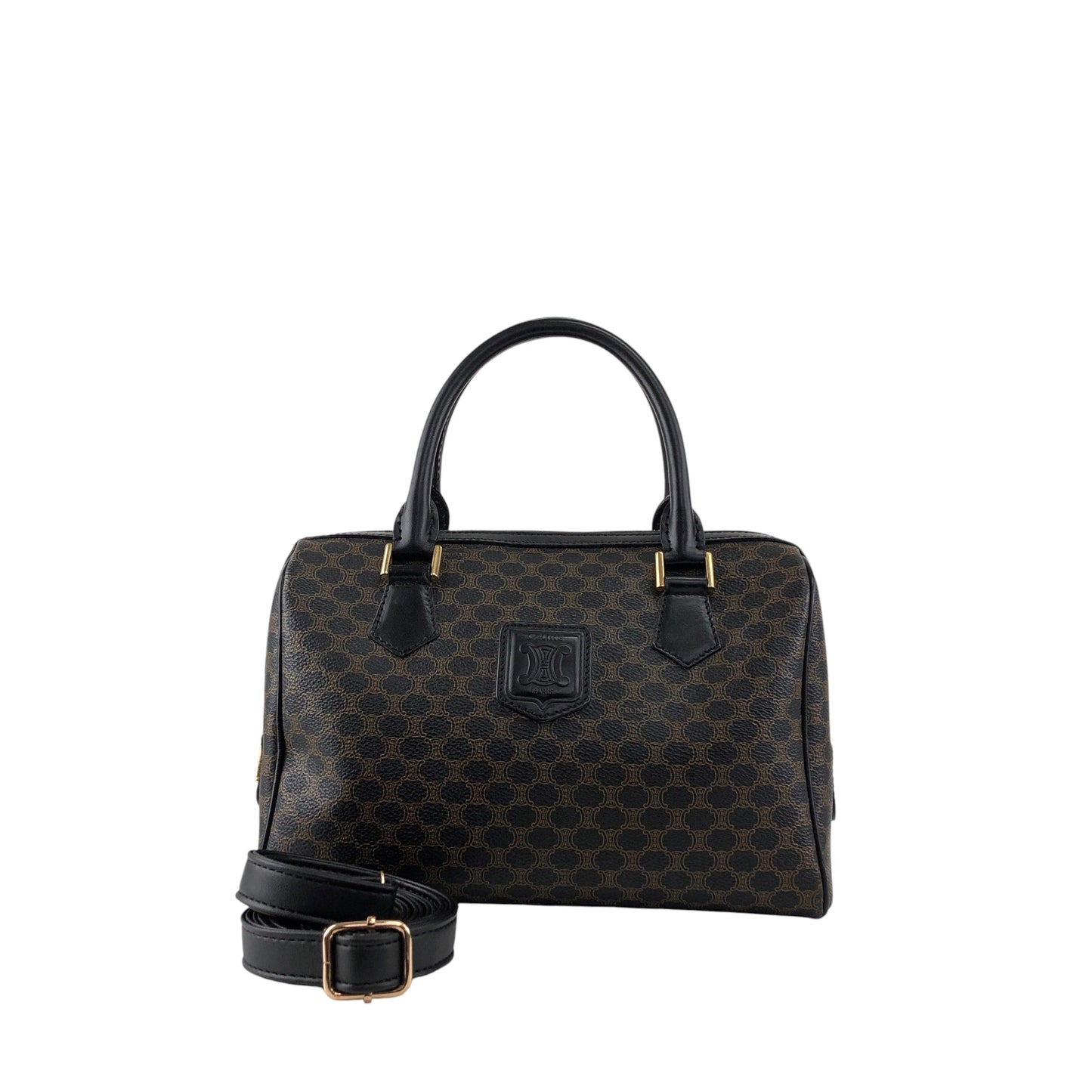 CELINE Macadam Blason Two-way Small Boston bag Shoulder bag Black Vintage xawpgz