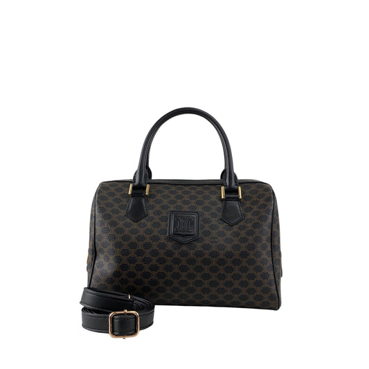 CELINE Macadam Blason Two-way Small Boston bag Shoulder bag Black Vintage xawpgz