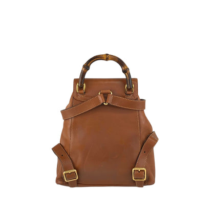 GUCCI Bamboo Front Pocket Backpack Brown Vintage jfzn8g