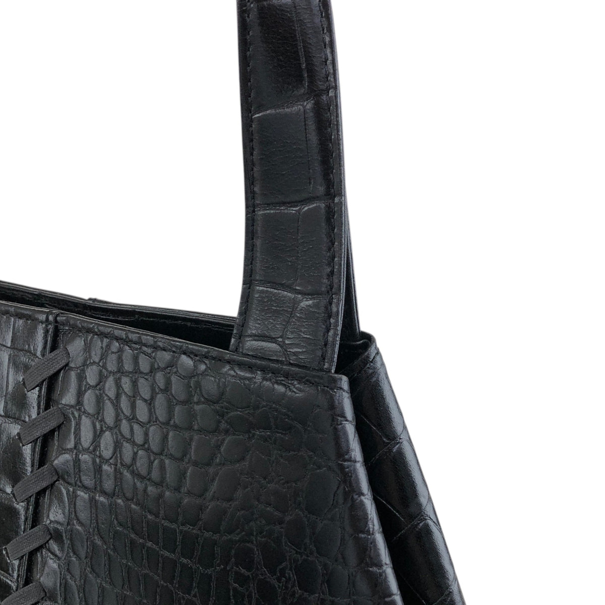 Yves Saint Laurent YSL Logo Cassandra Handbag Black Vintage hi7662