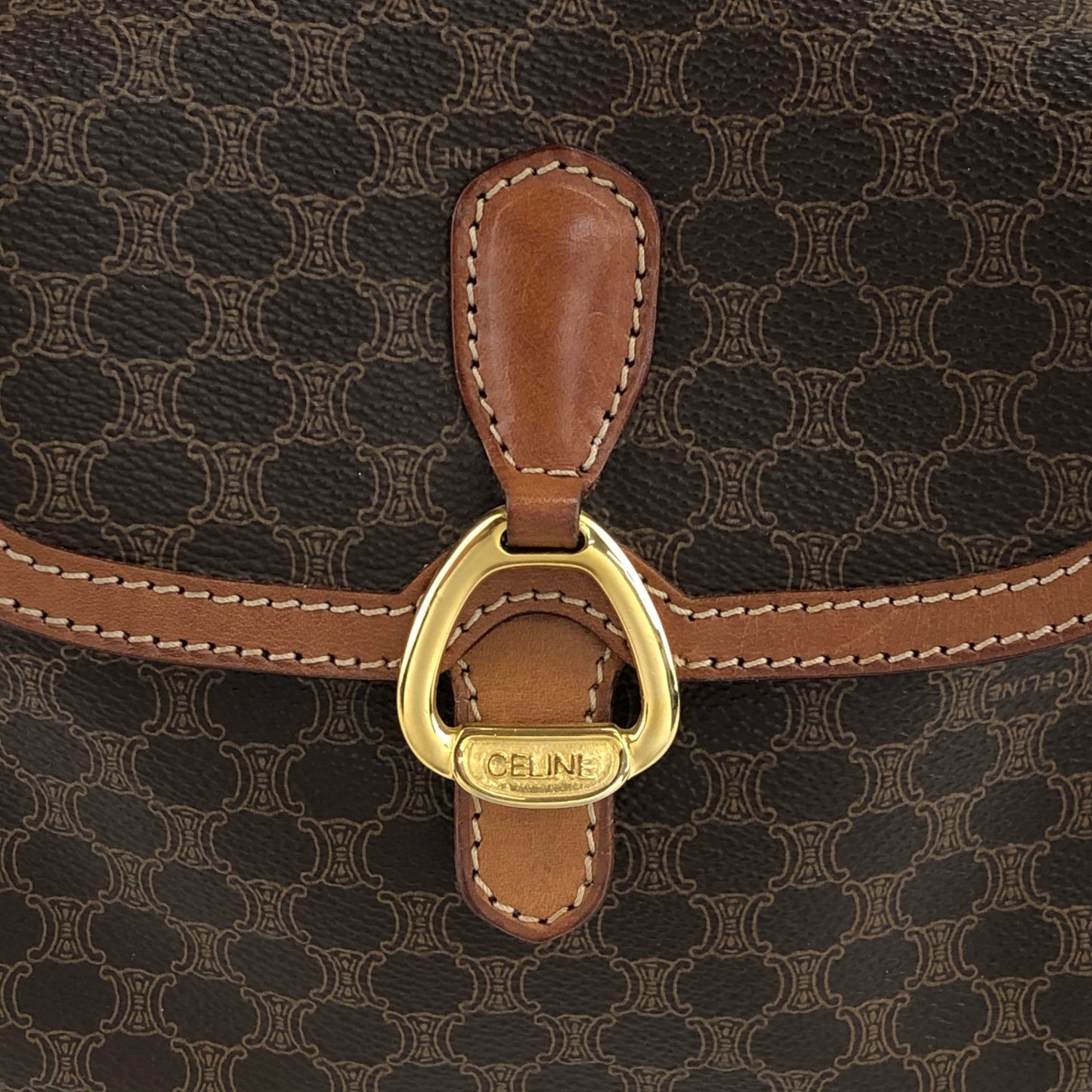 CELINE Macadam Horse Bit Shoulder bag Brown Vintage vxdzgh