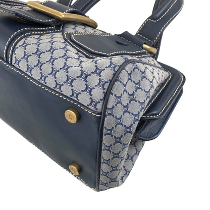 CELINE Blason Front Buckle Handbag Navy Vintage rk6nfn