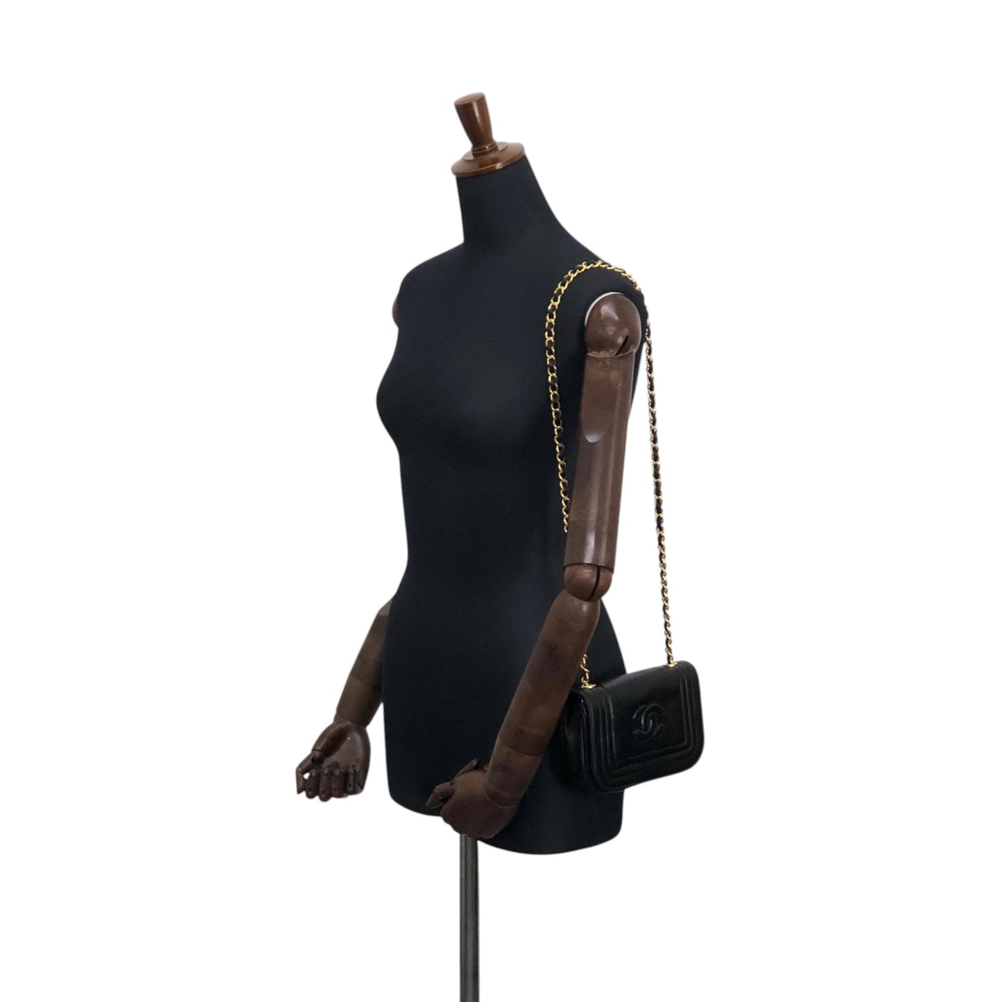 CHANEL Coco Mark Chain Shoulder bag Black Vintage p4crvh