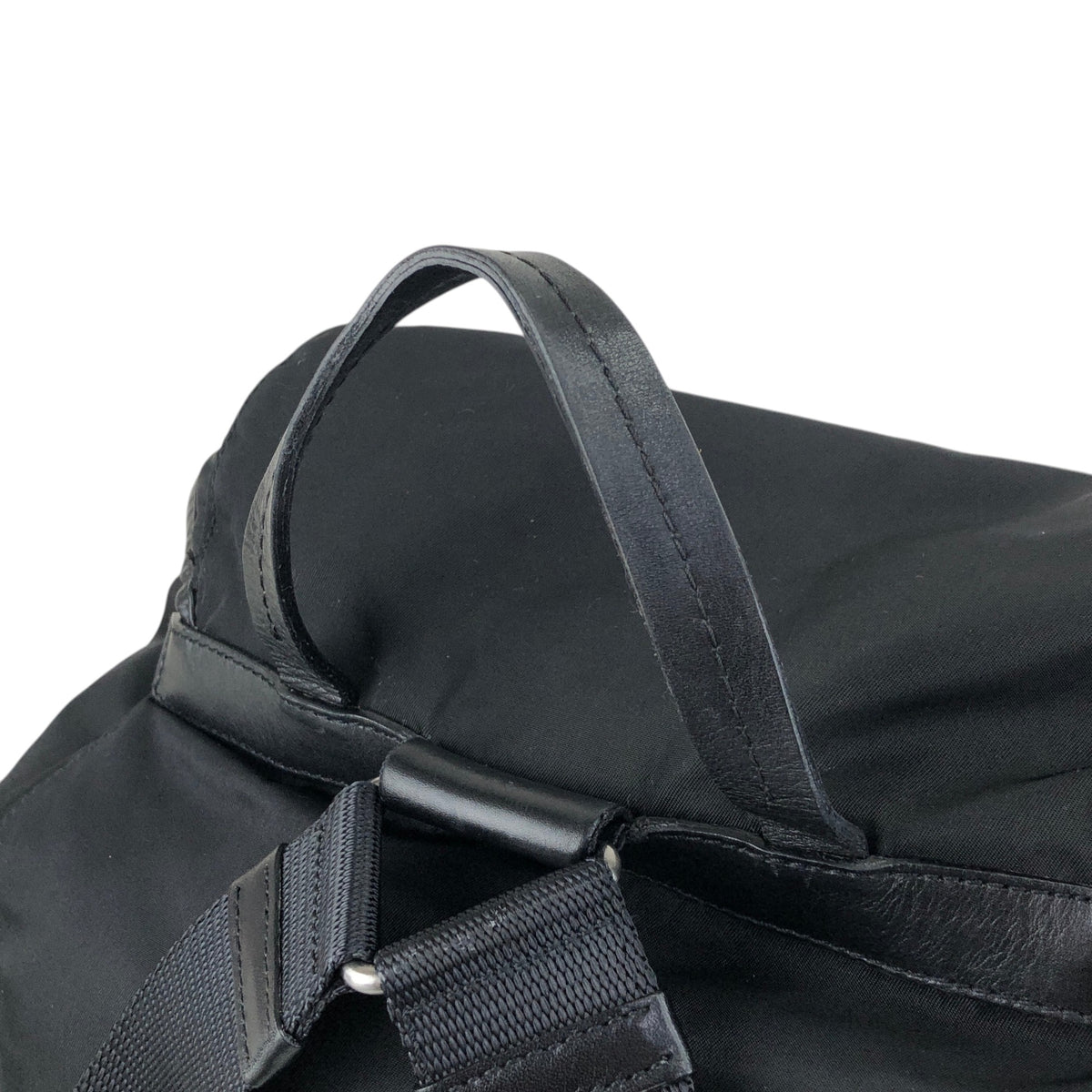 PRADA Tessuto Triangle Logo Double Pocket  Backpack Black Vintage cz4rjs