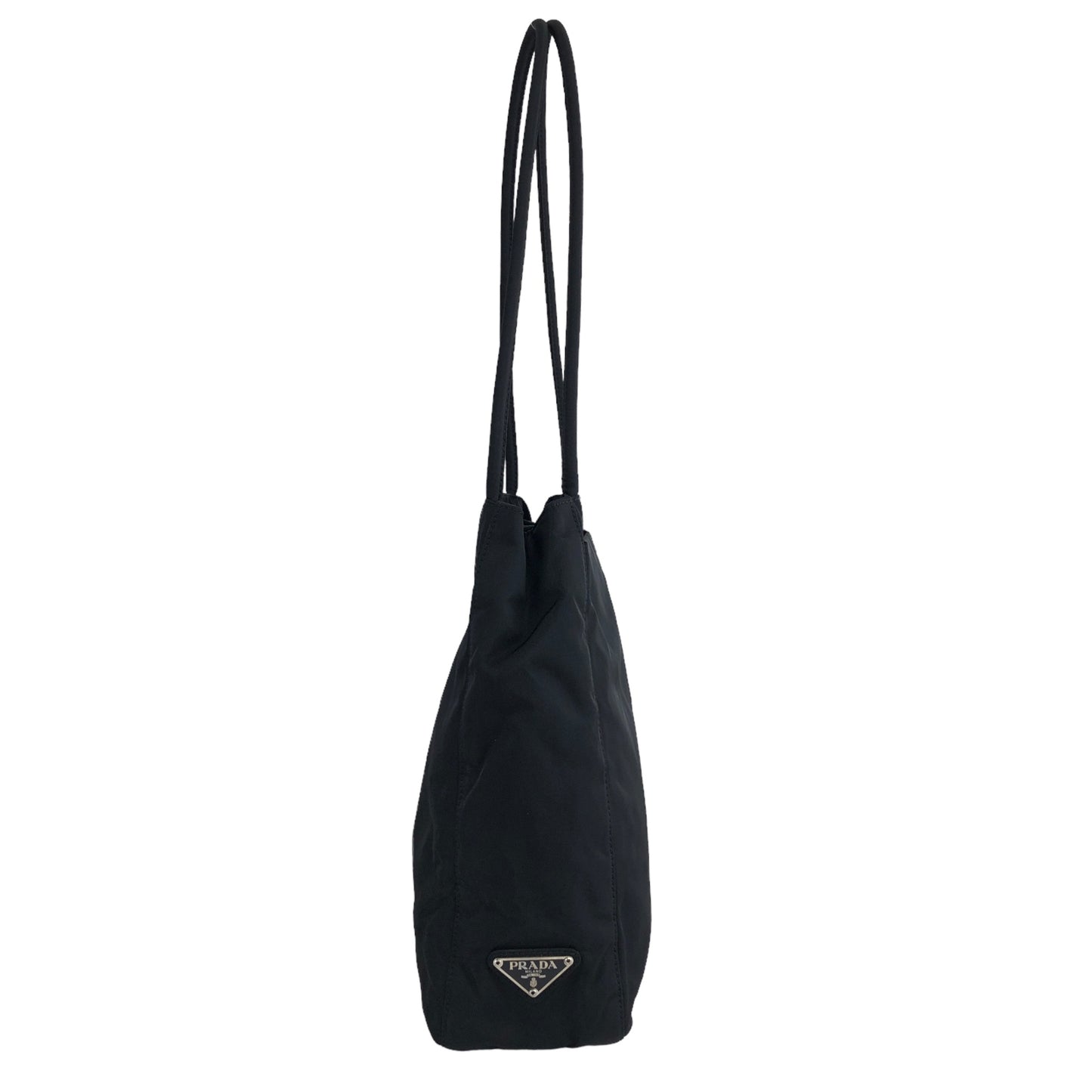 PRADA Triangle Logo  Nylon Handbag Totebag Black Vintage bbewsu