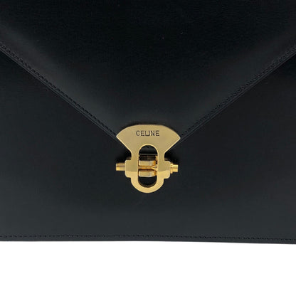 CELINE Logo Top Handle Handbag Black Vintage t8gzij