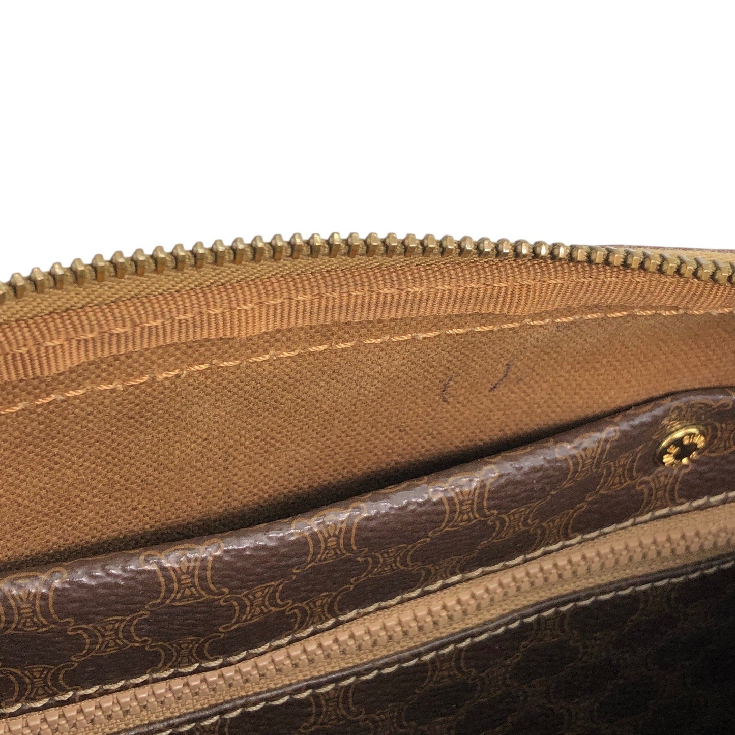 CELINE Macadam Blason Small Boston bag Handbag Brown Vintage ezay86