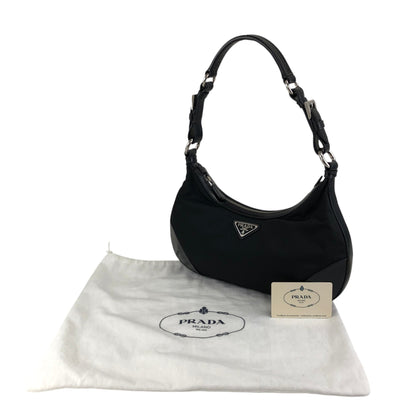 PRADA Triangle Logo Shoulder bag Hobobag Black Vintage cpgmii