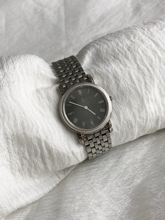 Yves Saint Laurent Quartz Watch Silver 4625-E67803 Vintage 7kg3d6