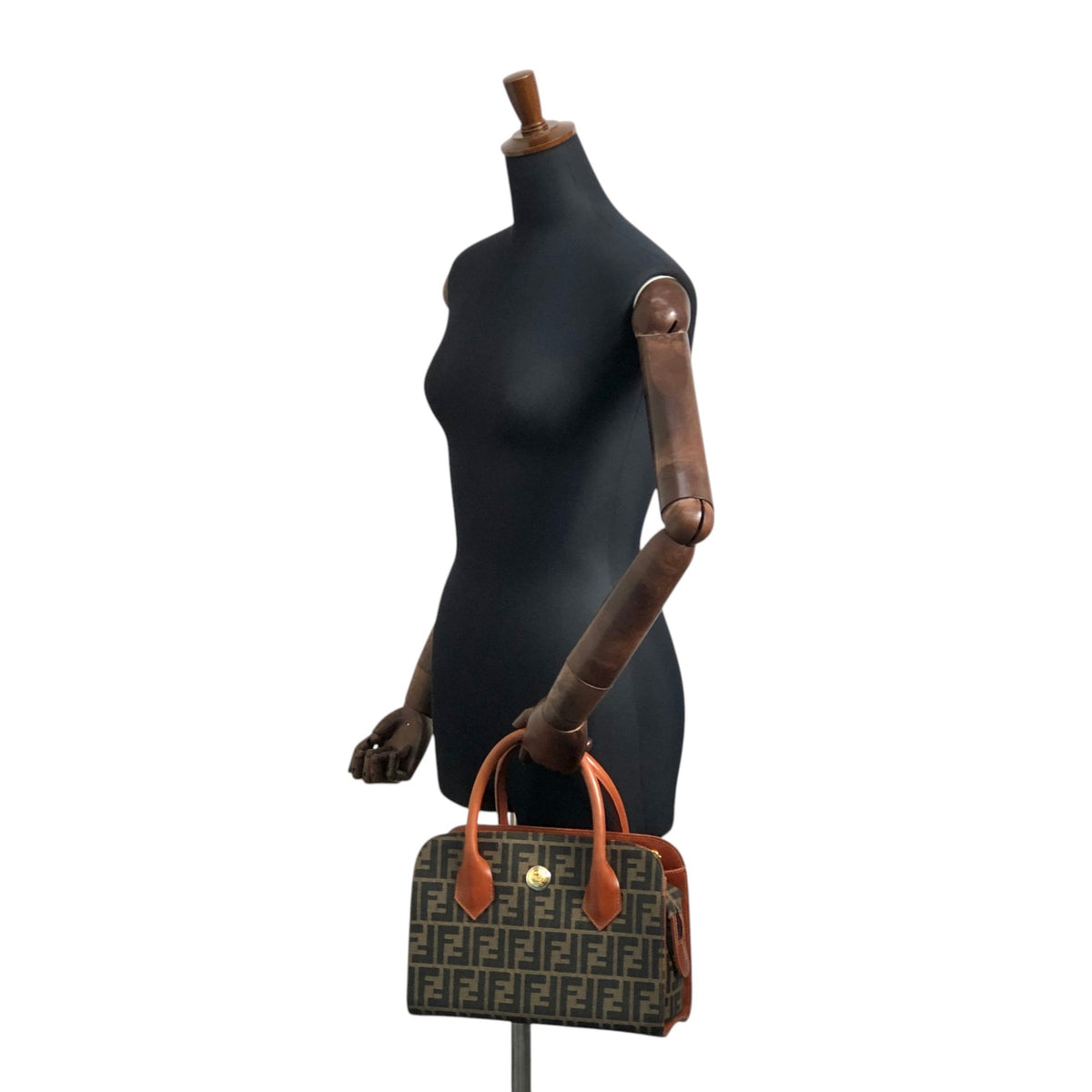 FENDI Zucca Logo Handbag Boston bag Brown Vintage ewdytc