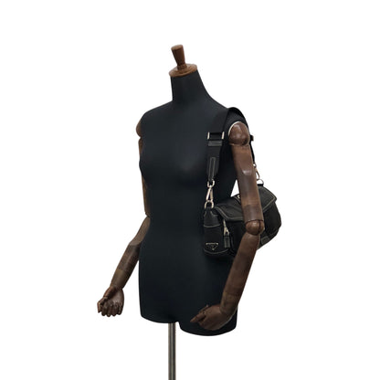 PRADA Tessuto Triangle Logo Front Buckle Shoulder bag Black Vintage dgr7v8