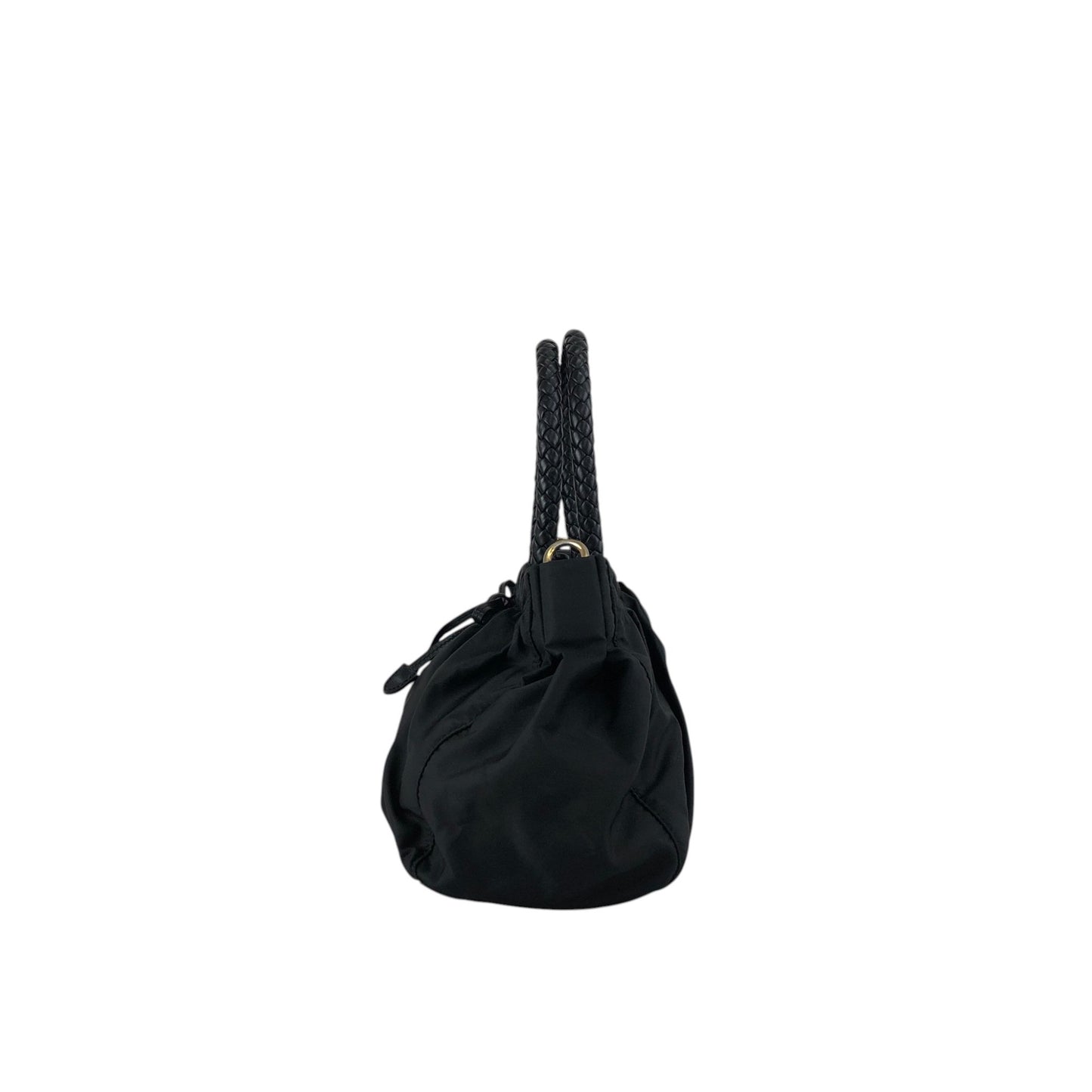 PRADA Logo Ribbon Motif Two-way Handbag Shoulder bag Black Vintage sc4cff