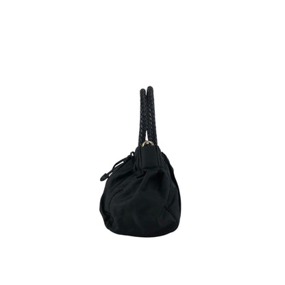 PRADA Logo Ribbon Motif Two-way Handbag Shoulder bag Black Vintage sc4cff