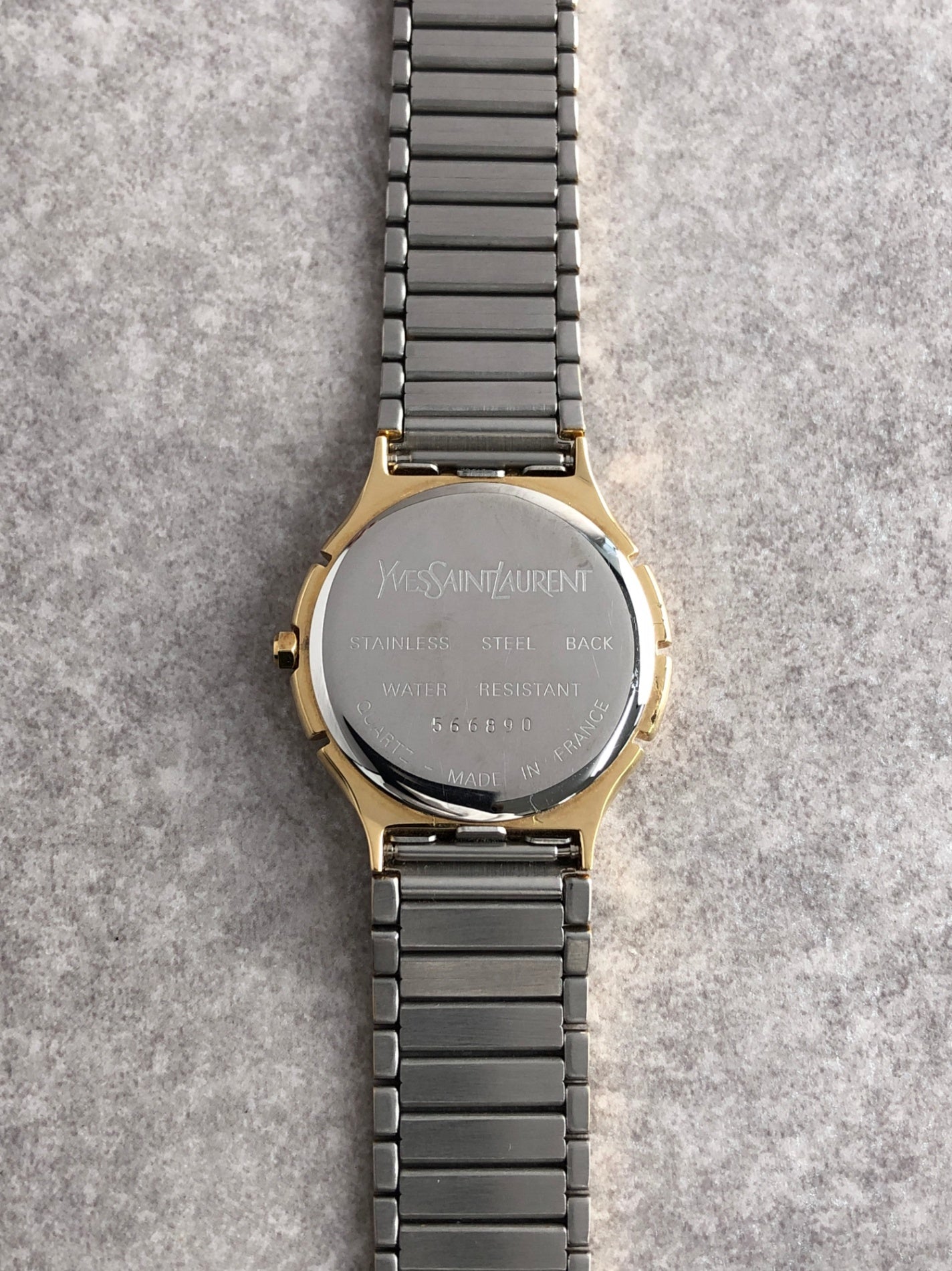 Yves Saint Laurent YSL Logo Watch Gold×Silver 566890 Vintage ais6sd