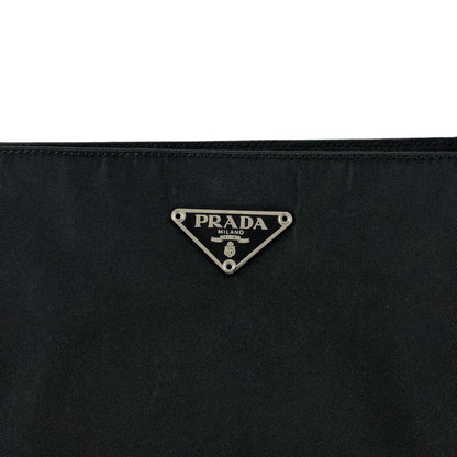 PRADA Tessuto Triangle Logo Handbag Black Vintage zzietj