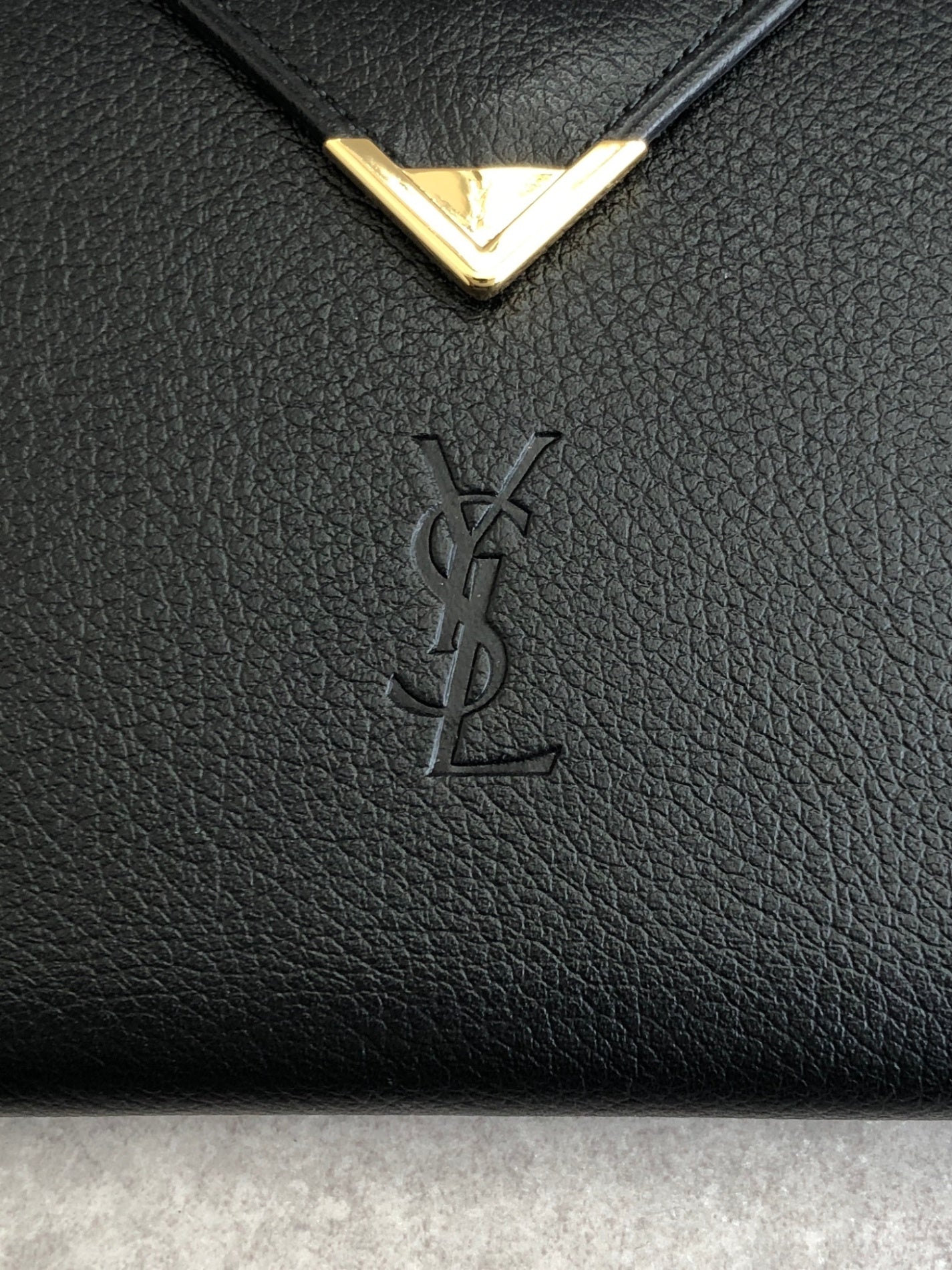Yves Saint Laurent YSL Logo Folded Wallet Black Vintage 7ytsz4