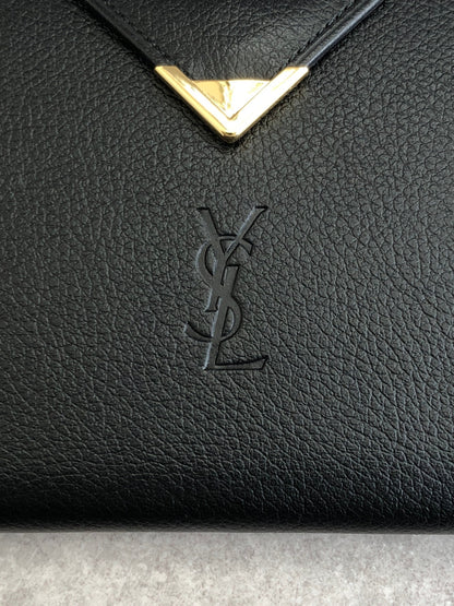 Yves Saint Laurent YSL Logo Folded Wallet Black Vintage 7ytsz4