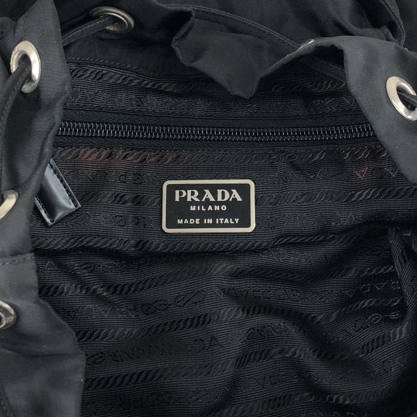 PRADA Tessuto Triangle Logo Front Buckle Backpack Black Vintage bde87k