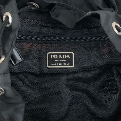 PRADA Tessuto Triangle Logo Front Buckle Backpack Black Vintage bde87k