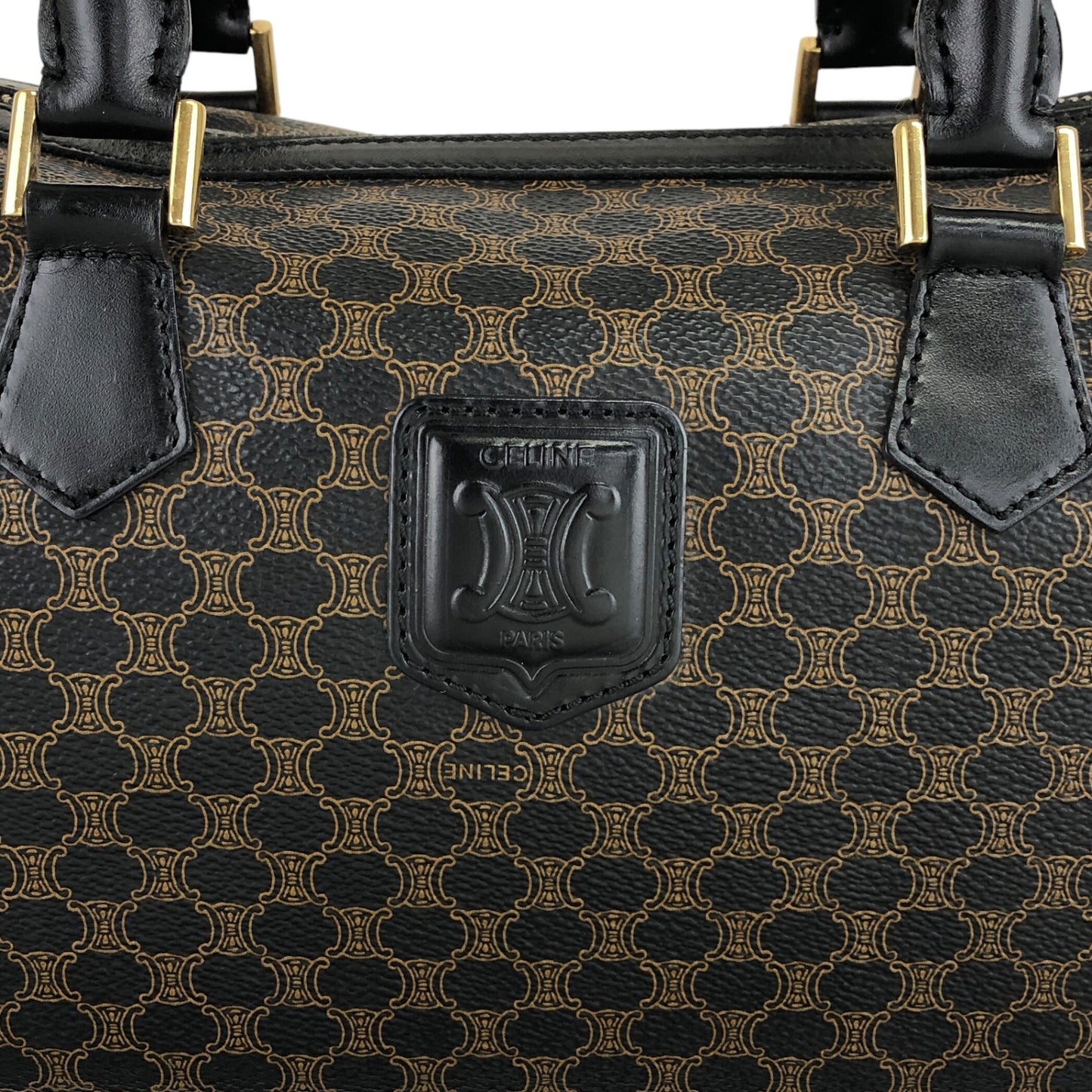 CELINE Macadam Blason Two-way Small Boston bag Shoulder bag Black Vintage wuxab4