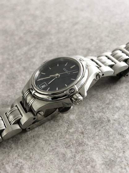 GUCCI Logo Quartz Watch Silver 9040L Vintage d4t5bp
