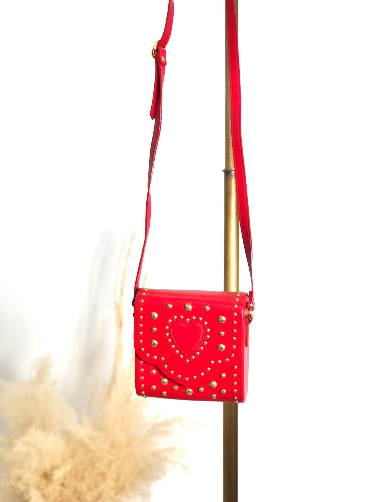 Yves Saint Laurent Heart Motif Small Shoulder bag Red Vintage v286hg