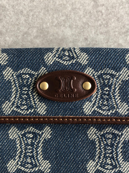 CELINE Triomphe Folded Wallet Navy Vintage vwdke2