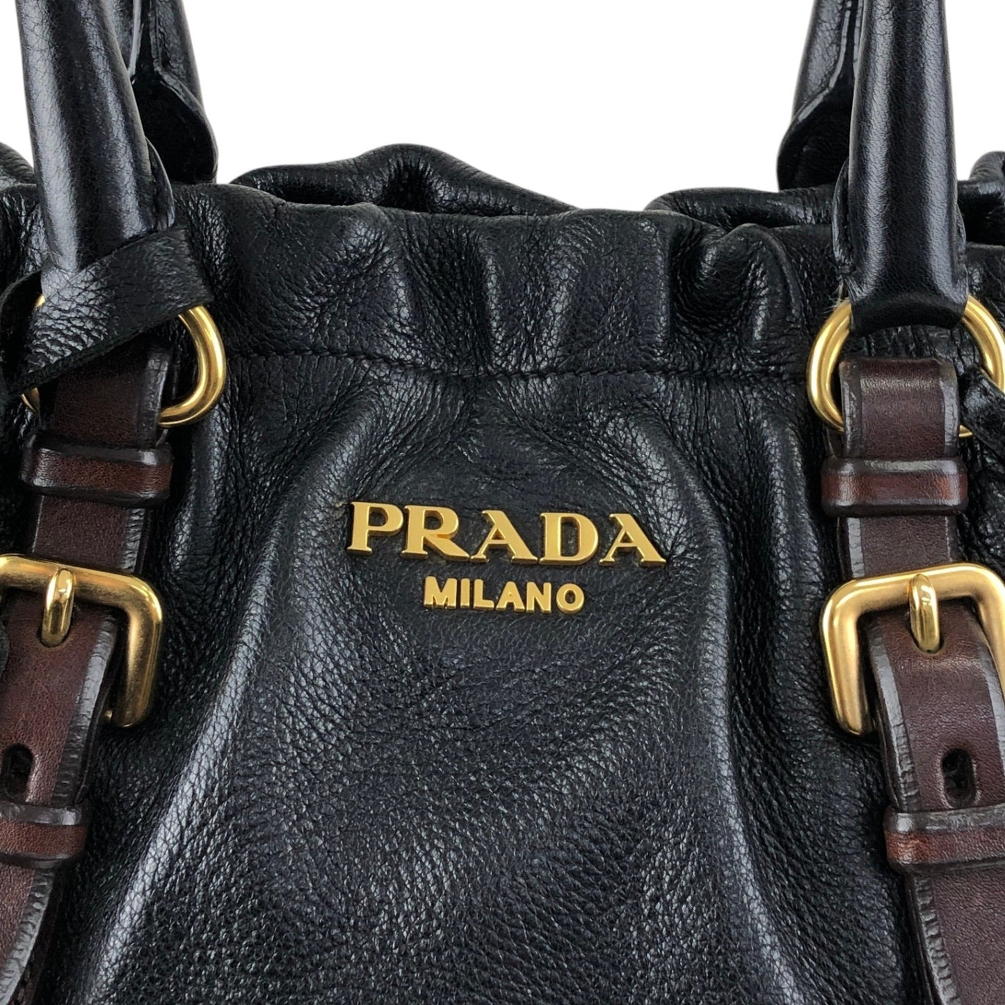 PRADA Logo Handbag Totebag Black Vintage dcjbha