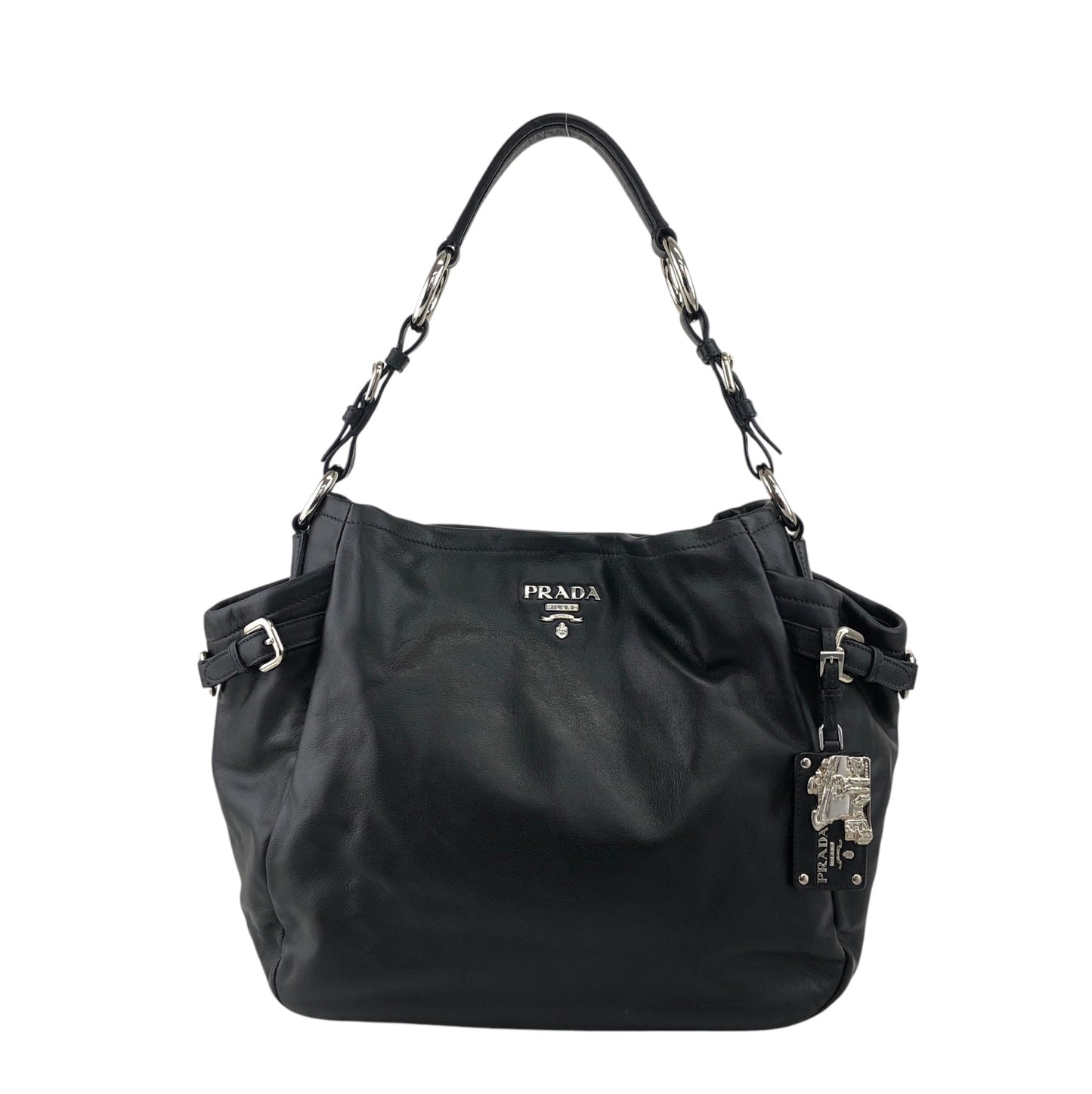 PRADA Logo Handbag Black Vintage 33emnt