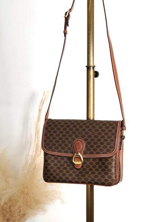 CELINE Macadam Horseshoe Shoulder bag Brown Vintage mxtw8i