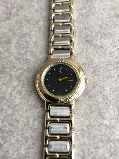 Yves Saint Laurent Quartz Watch Silver Gold 2200-229789Y Vintage ss777s