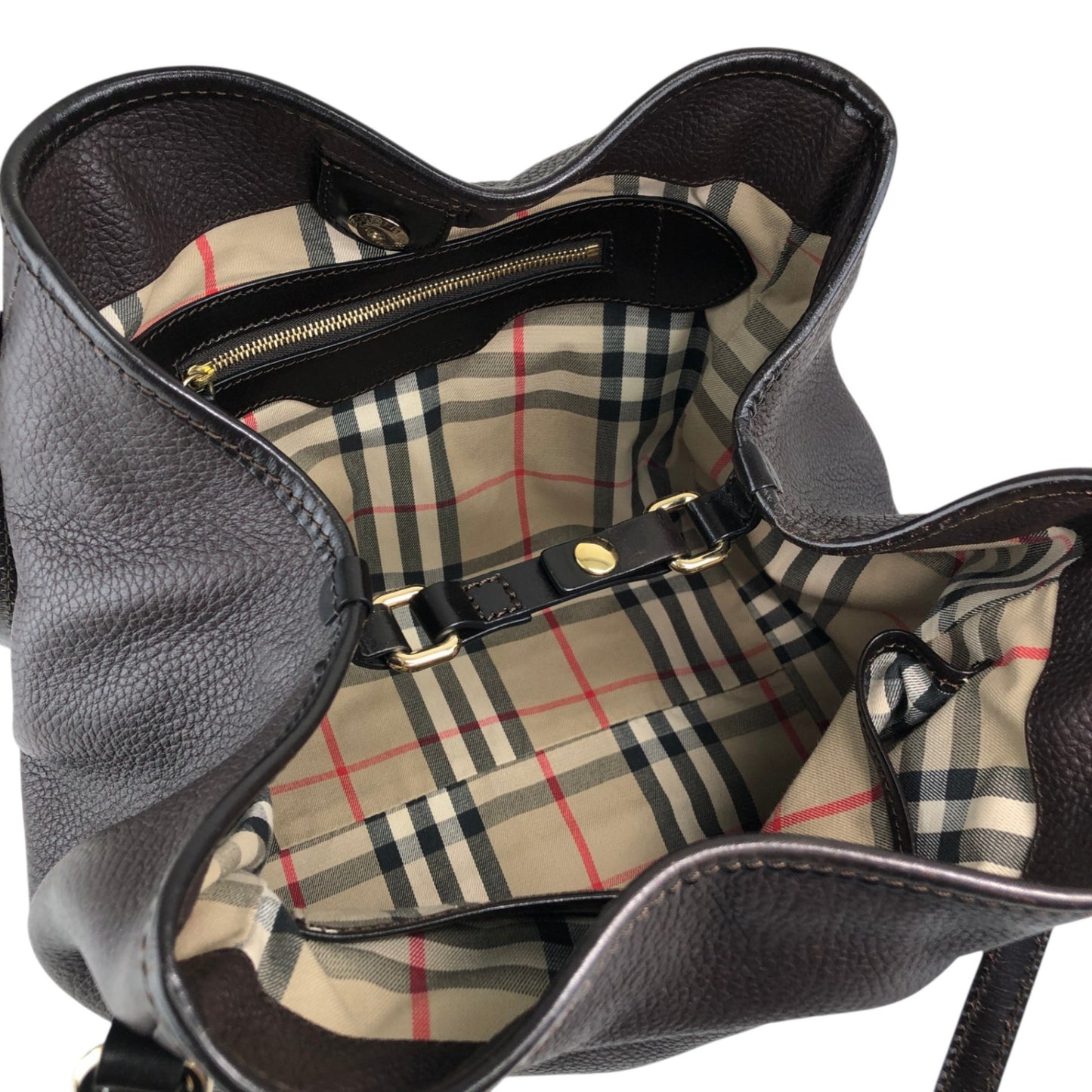 BURBERRY Logo Shoulder bag Hobobag Dark Brown Vintage czmhjj