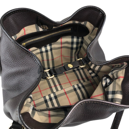 BURBERRY Logo Shoulder bag Hobobag Dark Brown Vintage czmhjj