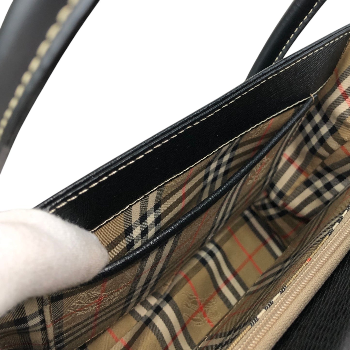 BURBERRY Logo Handbag Black Vintage 3ziibs