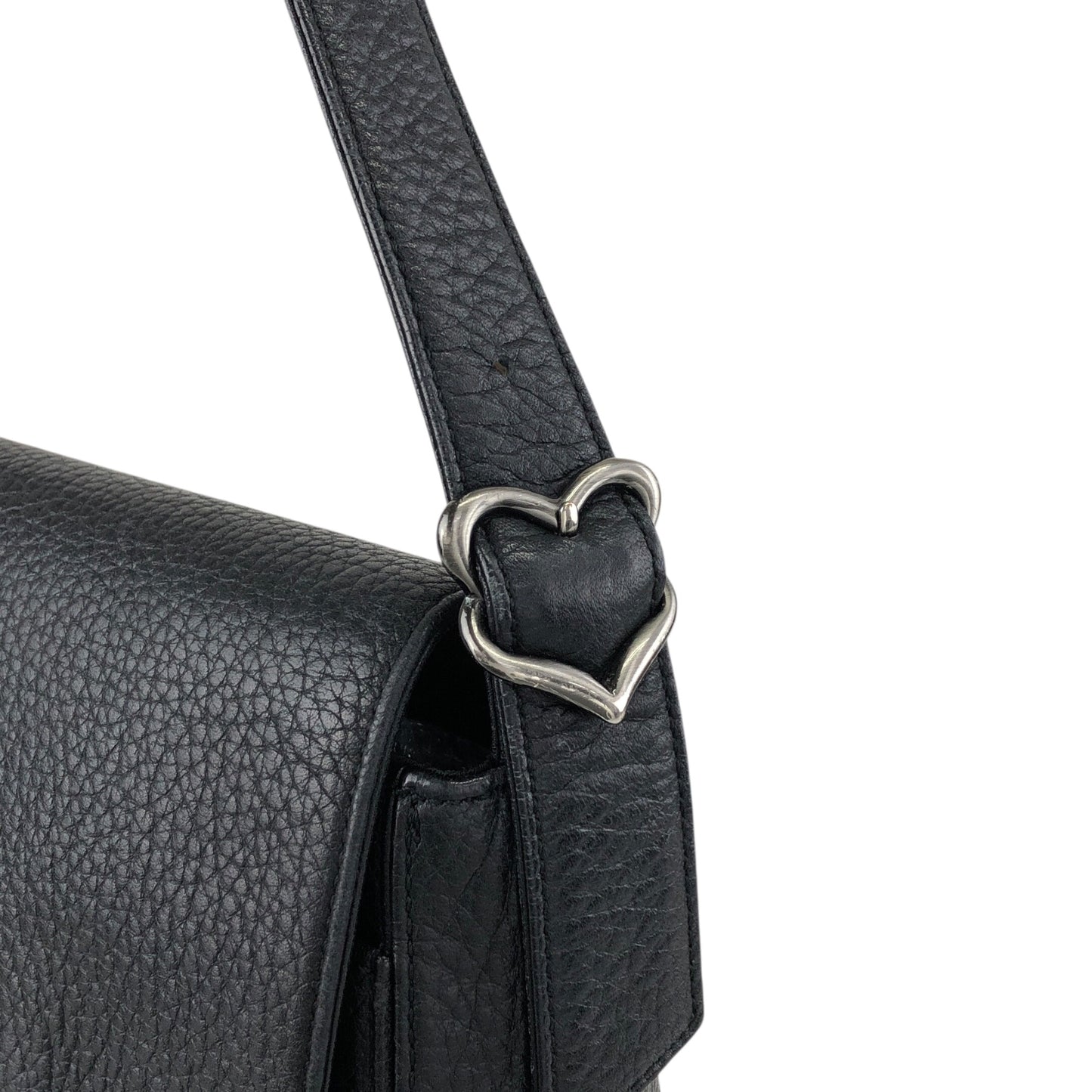 Yves Saint Laurent Logo Buckle Shoulder bag Black Vintage geb2iw