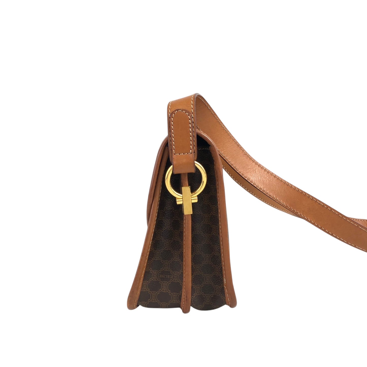 CELINE Macadam Horse Bit Shoulder bag Brown Vintage 3w54jc