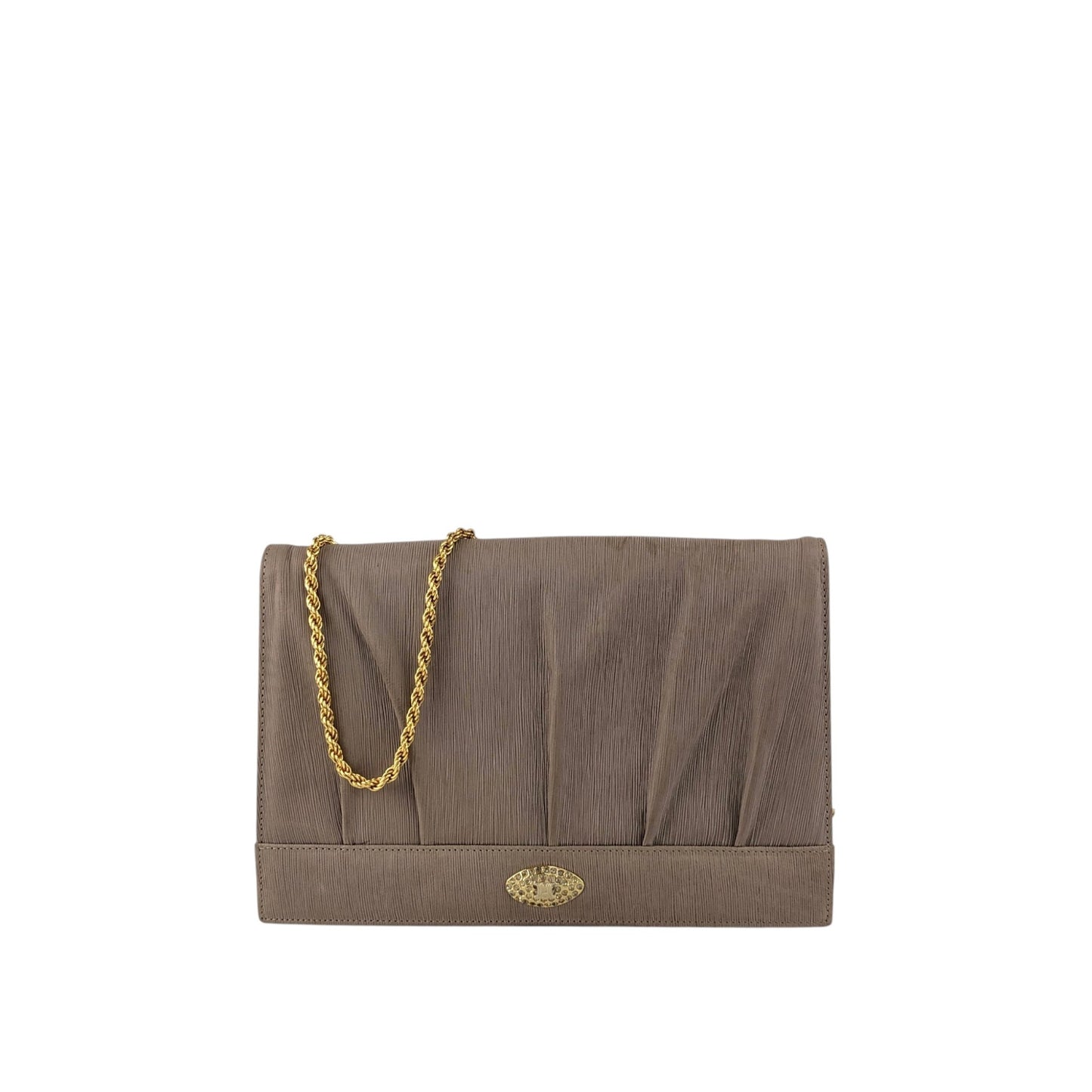 CELINE Triomphe Rhinestone Chain Shoulder bag Beige Vintage x4sgdj