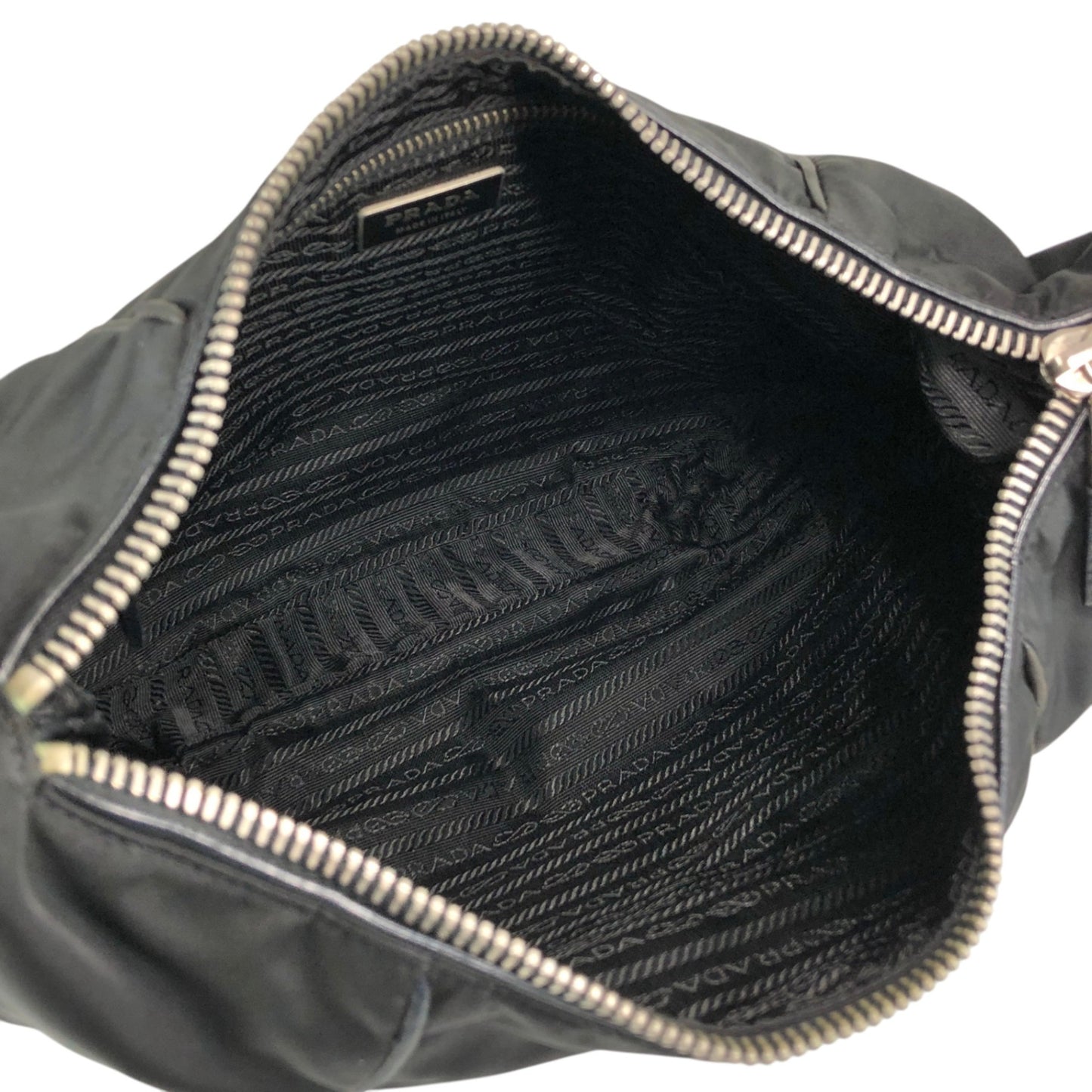PRADA Tessuto Triangle Logo Shoulder bag Hobobag Black Vintage hub83u