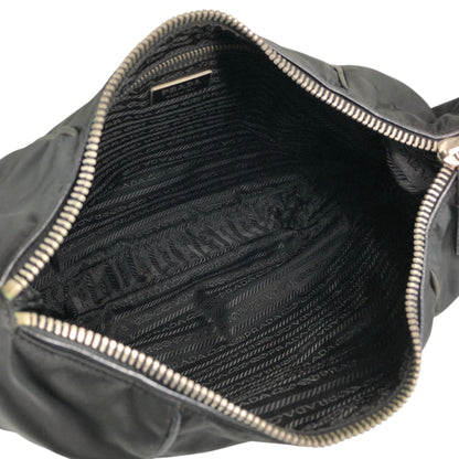 PRADA Tessuto Triangle Logo Shoulder bag Hobobag Black Vintage hub83u