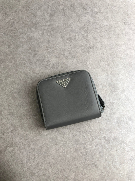 PRADA Tessuto Triangle Logo Folded Wallet Gray Vintage y6v82j