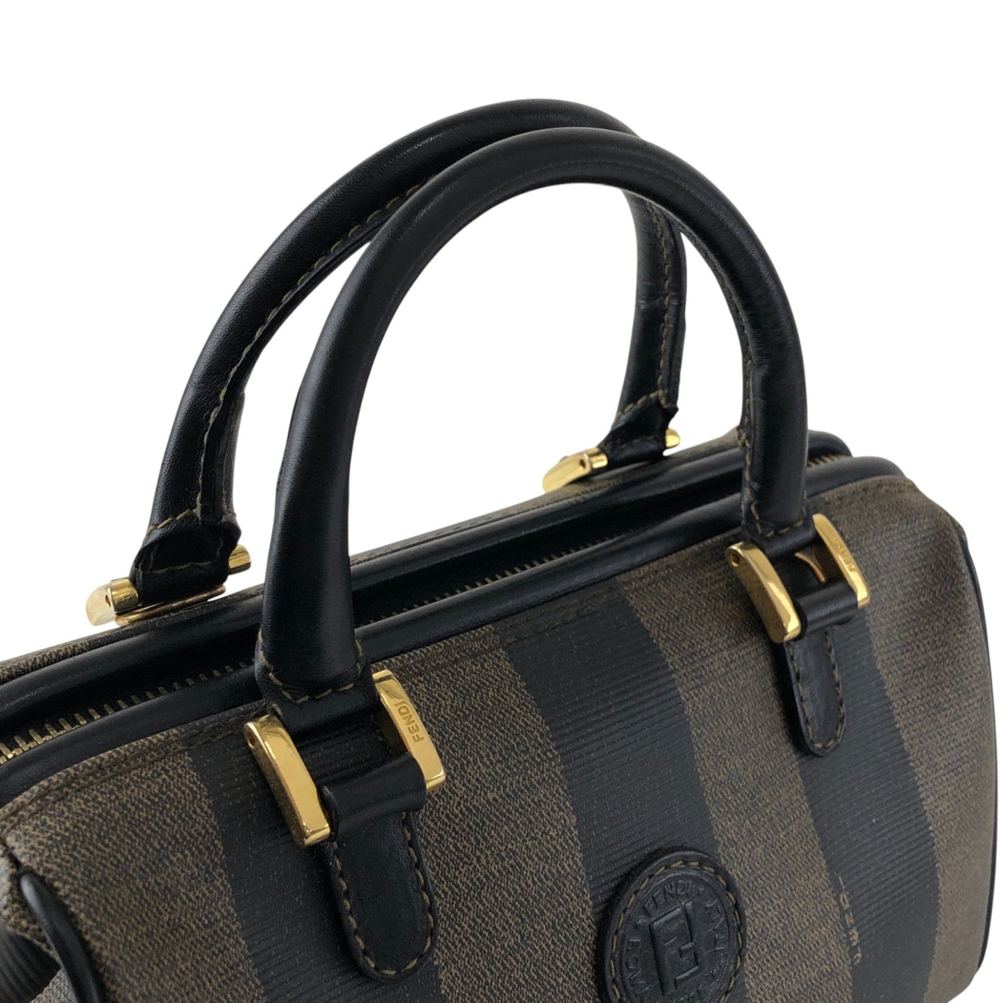 FENDI Pecan Logo Two-way Small Boston bag Shoulder bag  Black Vintage 6ymrwc