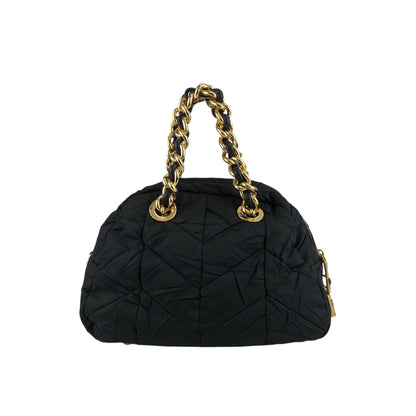 PRADA Logo Chain Handbag Black Vintage bruewc